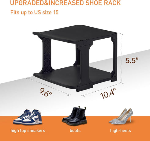 5 Closet Tiers Shoe Rack Organizer for Shoe Holder Storage Narrow Plastic Vertical, Free Standing Shoe Rack Shelf