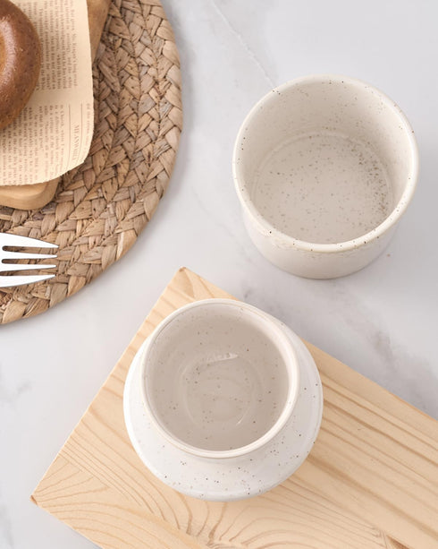 XELA Ceramic Butter Dish - French Butter Crock With Water Line - Keeps Your Butter Fresh and Spreadable - Speckled