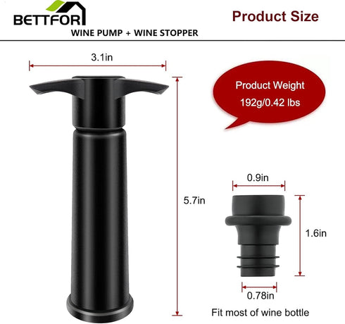 Wine Saver Pump with 4 Vacuum Stoppers, Leak Proof Wine Bottle Stoppers for All Standard Bottles