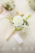 Ling's Moment 6pcs Boutonniere for Men, Artificial Flowers for Wedding Decor, White Baby Breath Ivory