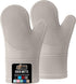 Gorilla Grip Silicone Oven Mitts Set, 12.5 in, Almond - Heat & Slip Resistant, Waterproof, BPA-Free, Cotton Lining