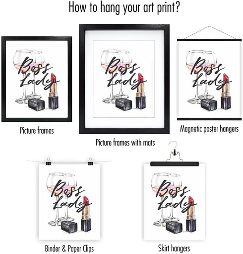 Eleville 8X10 Unframed Set of 4 Modern Fashion Woman Art Prints, Inspirational Quotes for Kids Room Decor