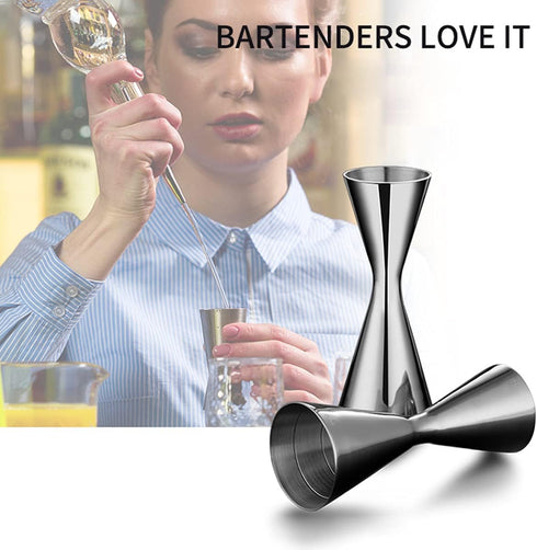 Double Cocktail Jigger with Measurements, 2 oz 1 oz Jigger for Bartending, 304 Stainless Steel Bar Tools