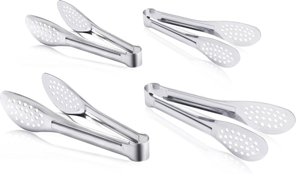4 Pack Buffet Tongs - Stainless Steel Serving Tongs, 7 Inch and 9 Inch Serving Utensils