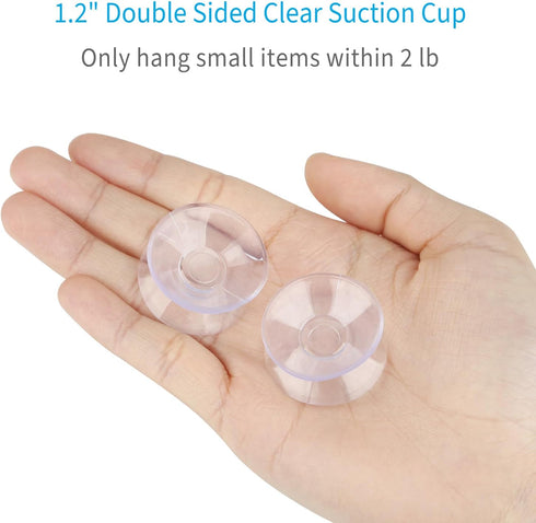 Pawfly 20 Pack Double Sided Suction Cups, 1.2 Inch Clear PVC Plastic Suckers for Glass Table Mirror