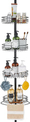 WPT Black Shower Caddy Tension Pole for Bathroom, Stainless Steel Corner Shower