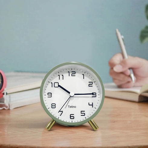 Alarm Clock for Bedroom,Loud Analog Clock with Silent Non-Ticking,Voice Controlled Light,Small Clock