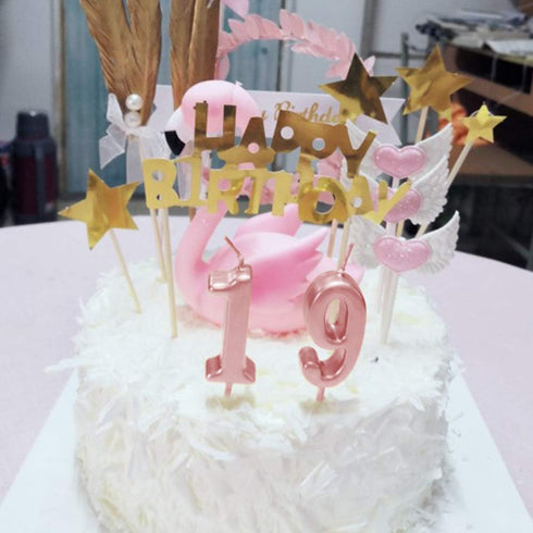 9th Birthday Candle Nine Years Pink Happy Birthday Number 9 Candles for Cake Topper Decoration for Party
