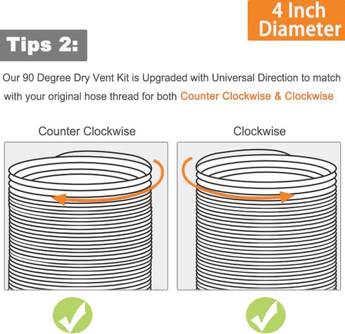 90 Degree Clothes Dryer Vent Elbow, Tight-Fit Connector for 4-Inch Dryer Duct Hose in Narrow Spaces