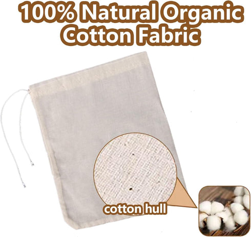 Lukdin 30 Cooking:4x6,6x8Reusable (4x6"15pcs6x8"15pcs) Pcs Natural Cotton Spice Bags for Tea Filters with Drawstring