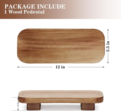 Farmhouse Wood Tray, Rustic Wooden Pedestal 12 * 5.5 * 2 inches for Kitchen Counter and Bathroom Decor
