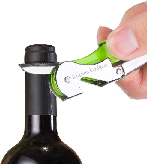 Wine Opener Waiters Corkscrew by Kitchen Gadgets - 3 Pack, 3in1 Multitool, Easy One Hand Operation