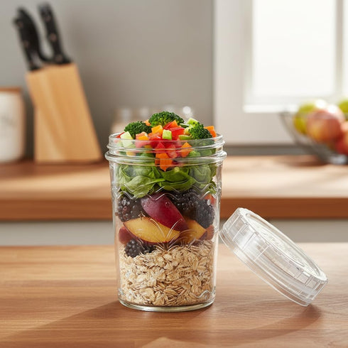 2-Pack 20oz Glass Jars with Lids, glass yogurt containers with lids, wide mouth mason jars, BPA free Food Storage