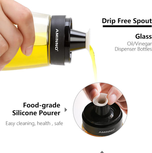 2 Pack, 9.5oz/280ml Oil and Vinegar Dispenser Olive Oil and Vinegar Cruet Dispenser Bottle,Wide Opening(Easy Refilling)