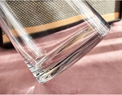 Moden Small Trapezoid Glass Vase with Gold Mouth for Home Wedding Centerpieces Decoration (4.7" x 8.7")