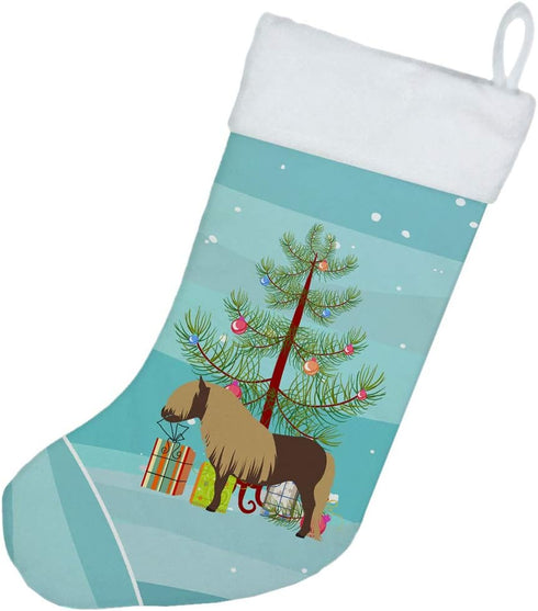 Caroline's Treasures BB9281CS Shetland Pony Horse Christmas Stocking, Teal Fireplace Hanging Holiday Decor