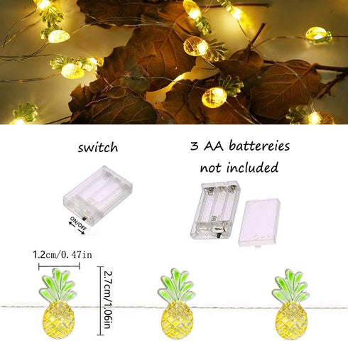 40 LED Pineapple String Lights, 8 Modes Fairy Lights, Battery Operated for Wedding, Party, Indoor, Outdoor