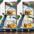 Mozeo Set 6pcs Heat-resistant Kungfu Glass Tea with Heater Attract Water Diversion Rotating Cover Bowl Lazy