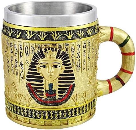 Egyptian Theme Golden King Tut Pharaoh of Egypt Dynasty Beer Stein, Great Gift for Ancient Egyptian Culture Lovers
