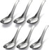 Soup Spoons Stainless Steel Dinner Spoons Set of 6 Chinese Soup Spoon Mirror Polished Asian Soup Spoons for Bouillon Dessert Cereal Thai Miso Ramen
