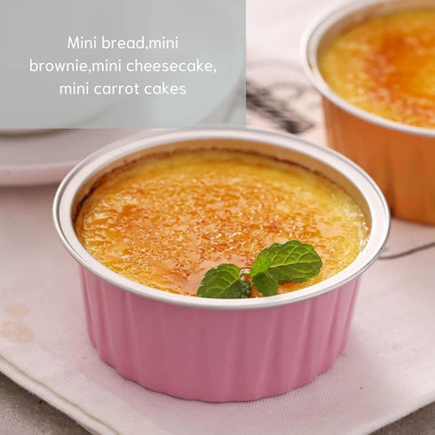 Mini Aluminum Foil Cupcake Baking Cups with Lids (40pcs, 5oz) Round Cupcake Foil Liners Tart Pie Tin Pan Holder - Disposable Mini Cake Containers Flan Molds for Pudding, Souffle, Party, Wedding by Findful