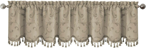 Elrene Home Fashions Mia Jacquard Scroll Blackout Valance, 52" x 19" (1 Valance)