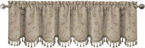 Elrene Home Fashions Mia Jacquard Scroll Blackout Valance, 52" x 19" (1 Valance)