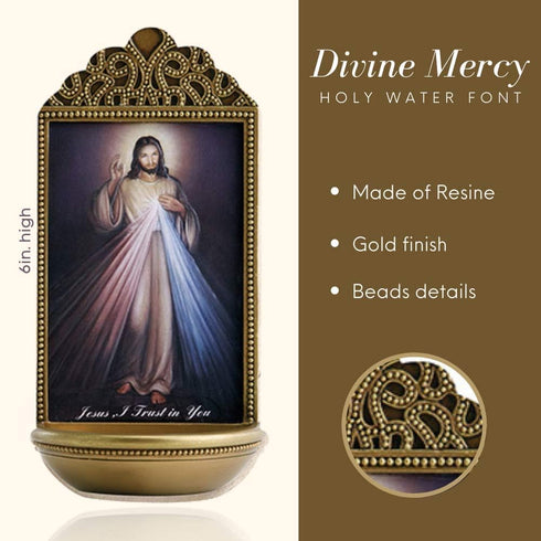 Christian Brands Jesus Divine Mercy Holy Water Font - Marco Sevelli Design - YC912