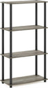 Furinno (99557GYW/BK) Turn-N-Tube 4-Tier Display Rack, Multipurpose Shelf - French Oak Grey/Black