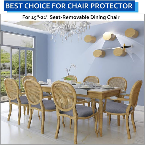 BUYUE Set of 4 Dining Room Chair Seat Covers, Grey TPU Jacquard Fabric Stretch Washable Slipcover for Kitchen Cushions