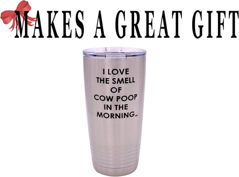 Rogue River Tactical Funny Farmer I Love the Smell of Cow Poop Travel Tumbler Mug Cup with Lid