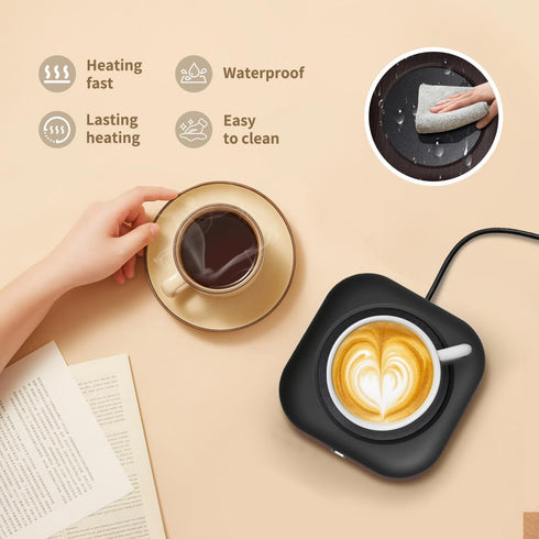 YsyYey 24W 3 Settings Electric Coffee Cup Warmer for Office Desk, Mug Warmer Plate with Auto Switch Off, Heat Tea