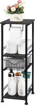 OYEAL Toilet Paper Storage Cabinet, Black Small Bathroom Side Shelf with Drawer for Bathroom, Laundry Room