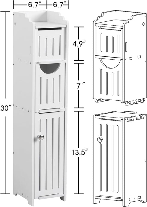 AOJEZOR Bathroom Storage Cabinet: Small Bathroom Storage Cabinet - Toilet Paper Holder Fit for Mega Roll,White