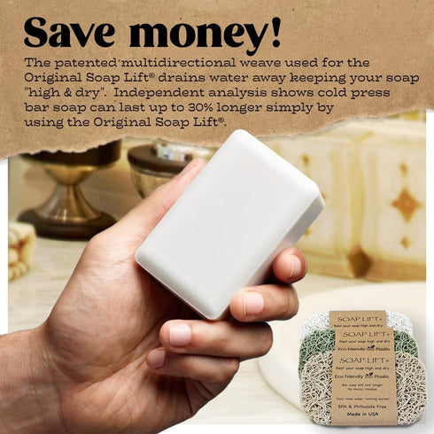 '-3-Pack Soap Lift Soap Bar Holder - Flexible Shower Tray with Self-Draining Design - Soap Saver Made of BPA-Free