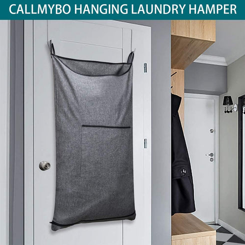 Hanging Laundry Hamper, Over the Door Laundry Bag with Hooks, 36x22 Inch Pop Grey Collector