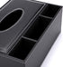 PU Leather Tissue Box Cover, Multifunctional Holder for Stationery and Remote Control, Stylish Desktop Organizer (Black)