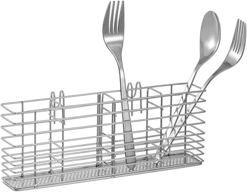 SANNO Utensil Silverware Holder Organizer, 4 Divided Compartments Stainless Steel Cutlery Organizer