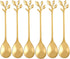 12 pcs Stainless Steel Gold Leaf Coffee Spoon Set, Creative Tableware Dessert Spoons for Ice Cream, Cake, Tea