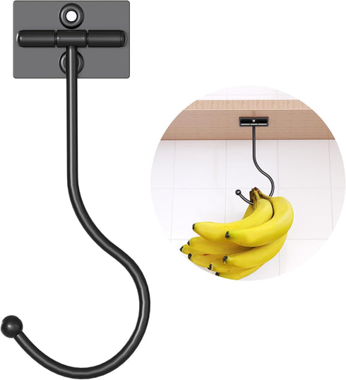 Josmimic Counter 13 LB, Under Cabinet Banana Hook Foldable - Adhesive Banana Holder, Foldable with Magnets When Not