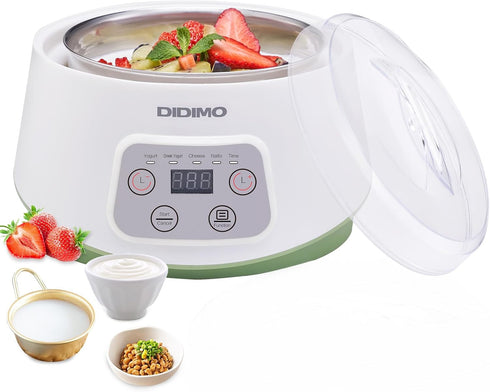 Yogurt Maker, Greek Yogurt Maker with Timer Control and Strainer, Electric Portable Yogurt Maker for Yogurt, Cheese,