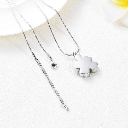 constantlife Cremation Jewelry, Memorial Urn Necklace for Ashes, Lucky Four-Leaf Clover Design, Stainless Steel Pendant