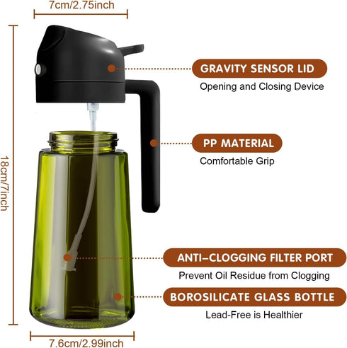 XBllcyiv 16oz/470ml 2 1 Glass Olive Oil Sprayer for Cooking - in Olive Oil Dispenser for Kitchen Gadgets, Air Fryer