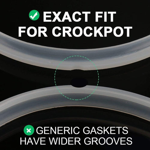 Set of 2 Clear Color Rubber Gaskets for Power Pressure Cooker Sealing Ring, Multi-Cooker 5L 6L 5QT 6QT