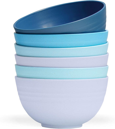 Unbreakable Cereal Bowls Set of 6, 24 OZ Wheat Straw Bowls, Microwave & Dishwasher Safe, Lightweight