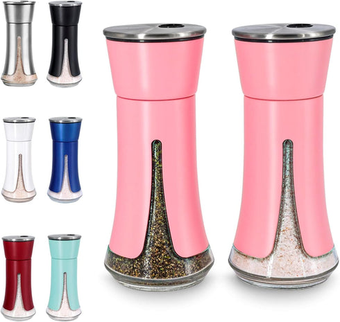 Aelga Pink Salt and Pepper Shakers - Pink Kitchen Accessories and Decor for Kitchen, Restaurants, Camp, BBQ