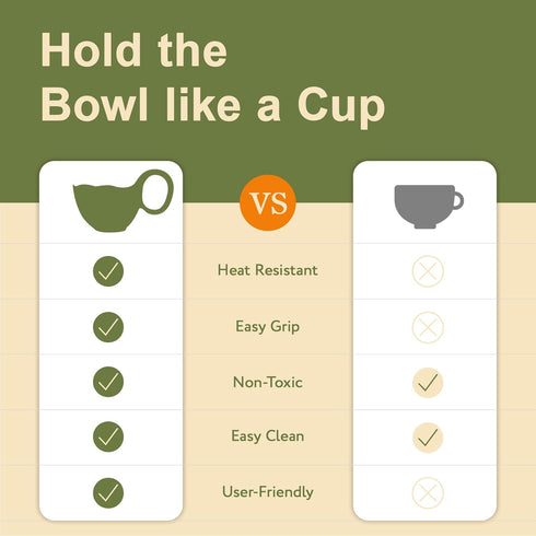 Date Night Challenge 8) Handmade Ceramic Soup Bowls with Handles - Microwave & Dishwasher Safe, Easy-Grip Design
