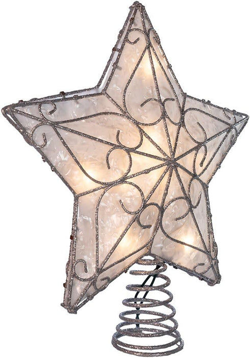 Kurt Adler UL 10-Light Metal Trimmed Capiz Inspired Star Treetop