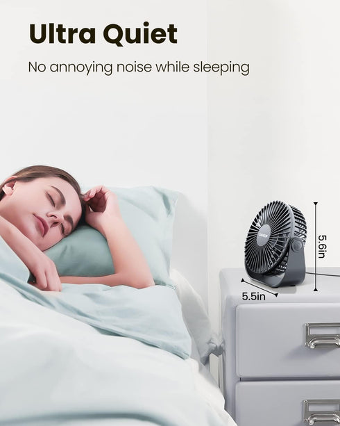 Gaiatop USB Desk Fan, 3 Speeds with Strong Airflow, 5.5 Inch Quiet Portable Table Fan for Home Office Travel