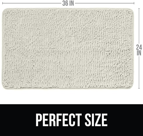 KANGAROO Luxury Chenille Bath Rug, 36x24, Extra Soft and Absorbent Shaggy Bathroom Rugs, Cream